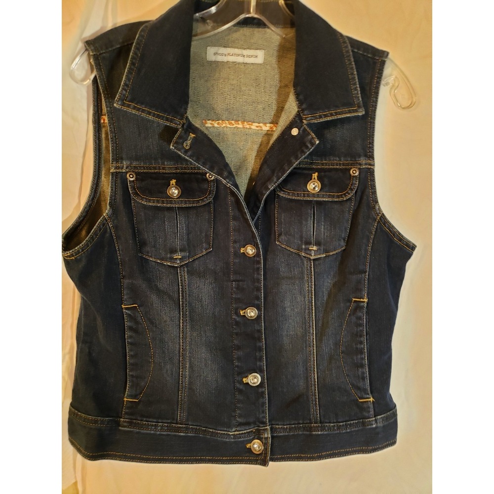 Women's Chicos Platinum Jean Vest Size M